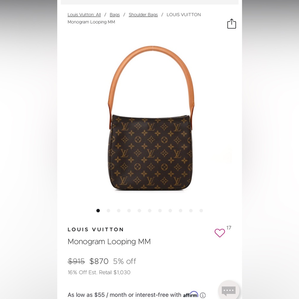 Louis Vuitton Monogram Looping MM Brown Bag